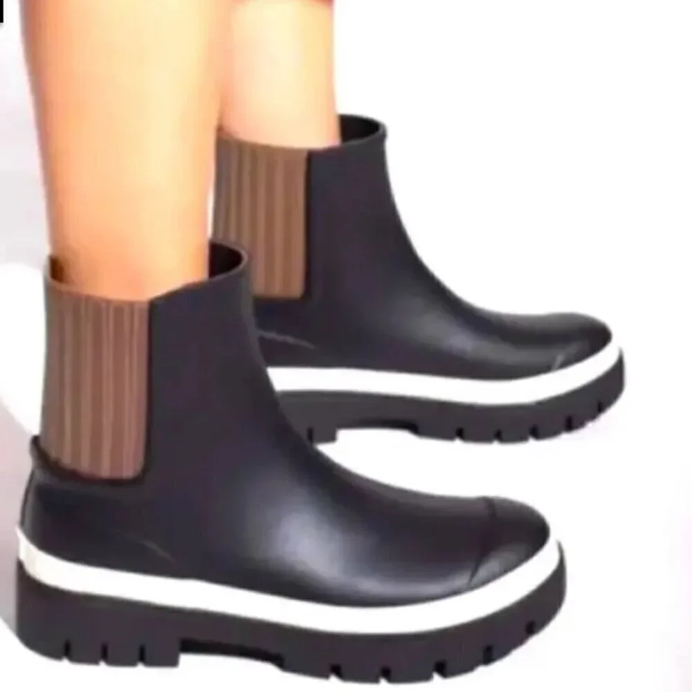 NWT! NEW! Tory Burch Hurricane Boots -BLACK **ONLY US 7** Waterproof